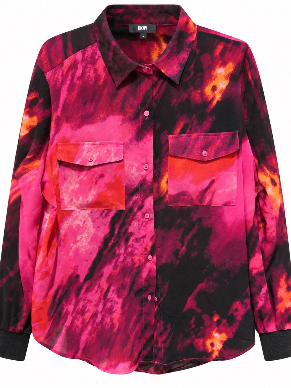 DKNY Fuchsia Pink & Orange Tie-Dye Button-Down Shirt